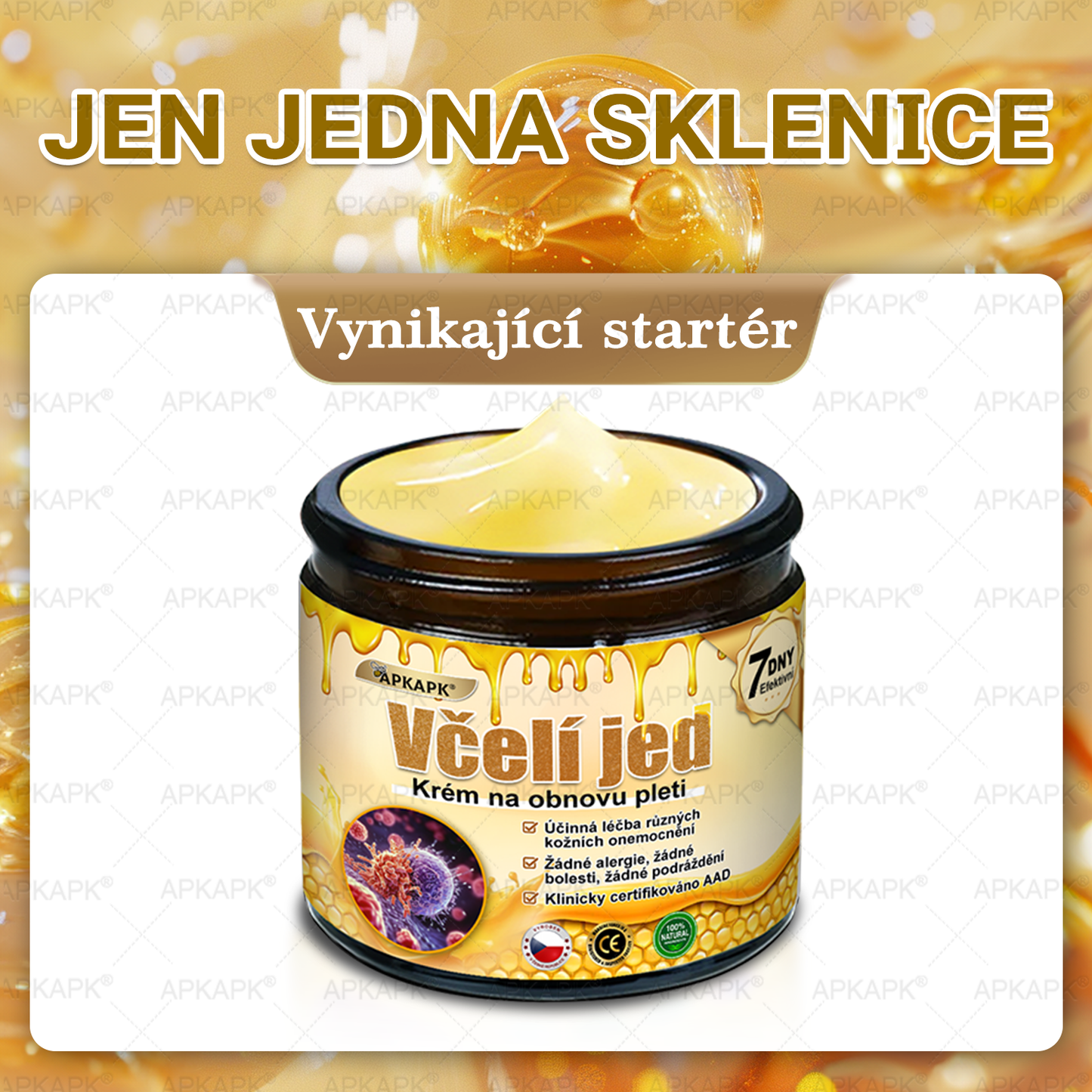 Dermatologicky a klinicky testováno🎁🐝APKAPK®Bee Venom Krém na obnovení pleti🐝 pomáhá při léčbě kožních problémů, jako jsou: vrásky, jizvy, pigmentové skvrny, strie, akné, psoriáza, ekzém, kožní změny, podráždění, záněty a další kožní problémy.
