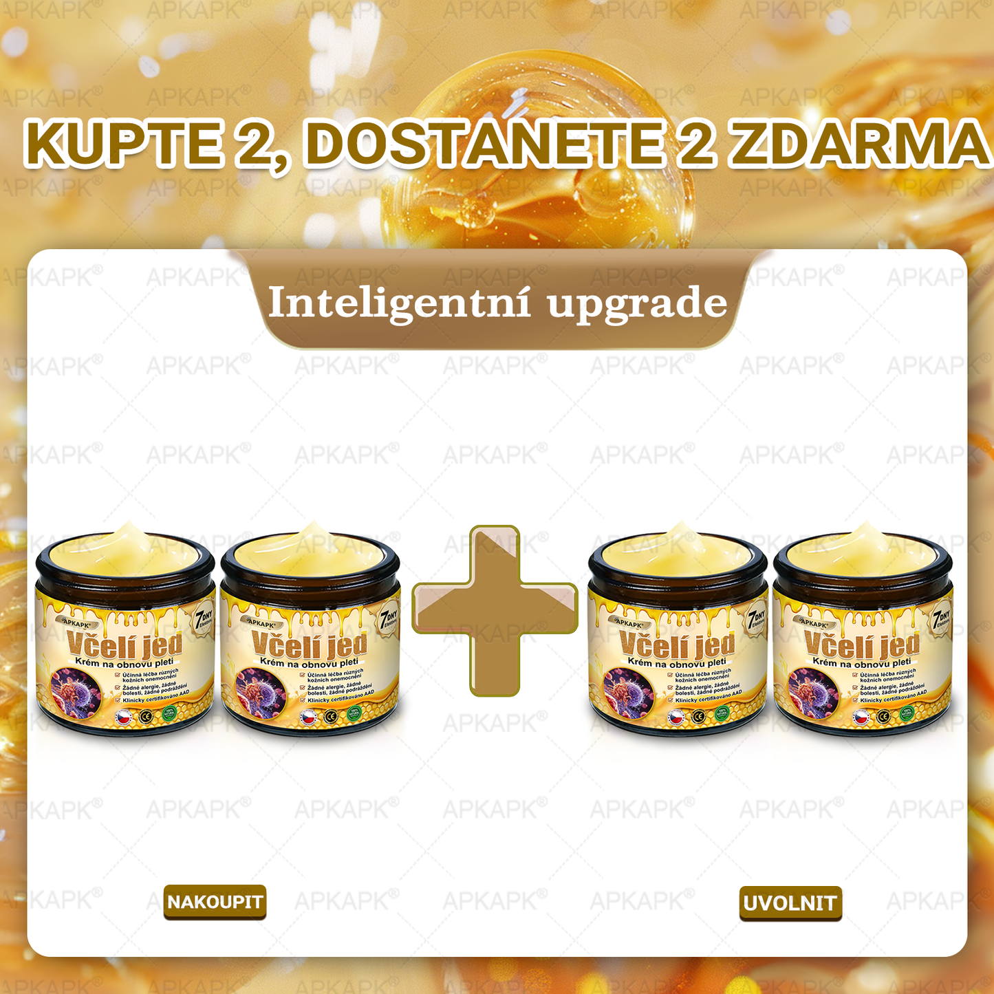 Dermatologicky a klinicky testováno🎁🐝APKAPK®Bee Venom Krém na obnovení pleti🐝 pomáhá při léčbě kožních problémů, jako jsou: vrásky, jizvy, pigmentové skvrny, strie, akné, psoriáza, ekzém, kožní změny, podráždění, záněty a další kožní problémy.